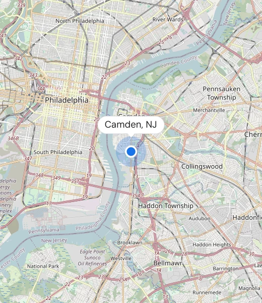 Map of Camden, NJ