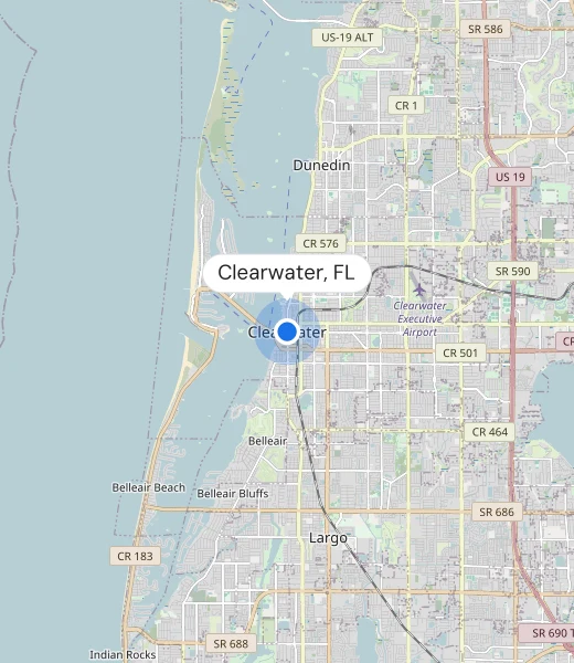 Map of Clearwater, FL