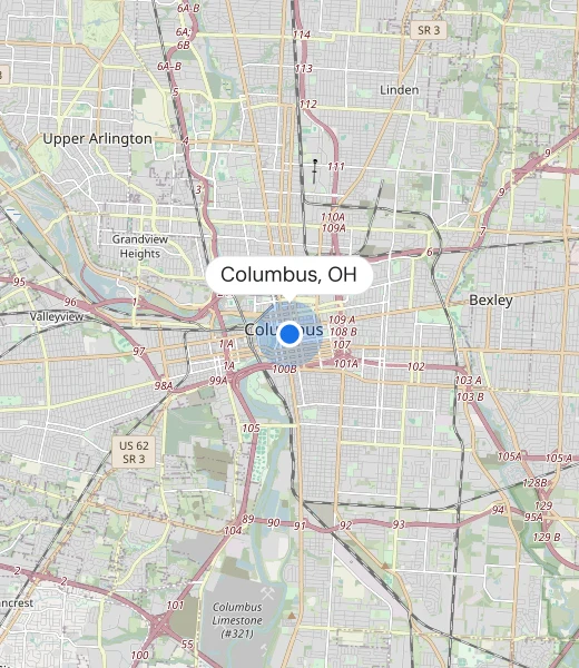 Map of Columbus, OH