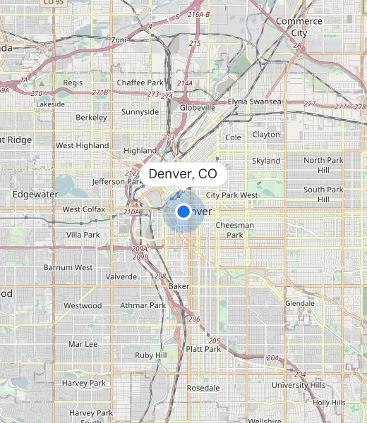 Map of Denver, CO