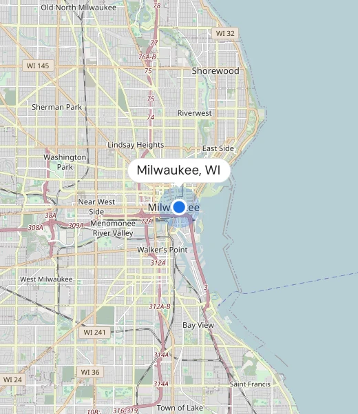 Map of Milwaukee, WI