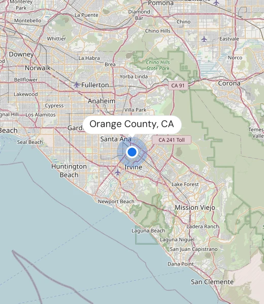 Map of Orange County, CA