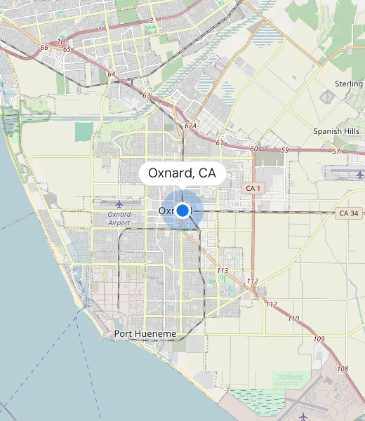 Map of Oxnard, CA