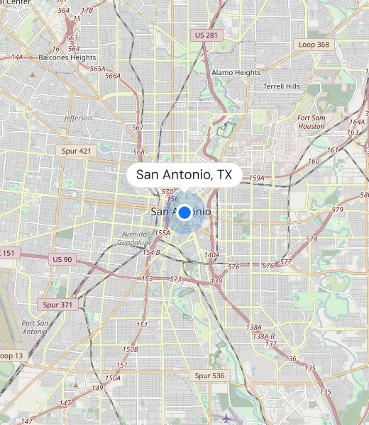 Map of San Antonio, TX