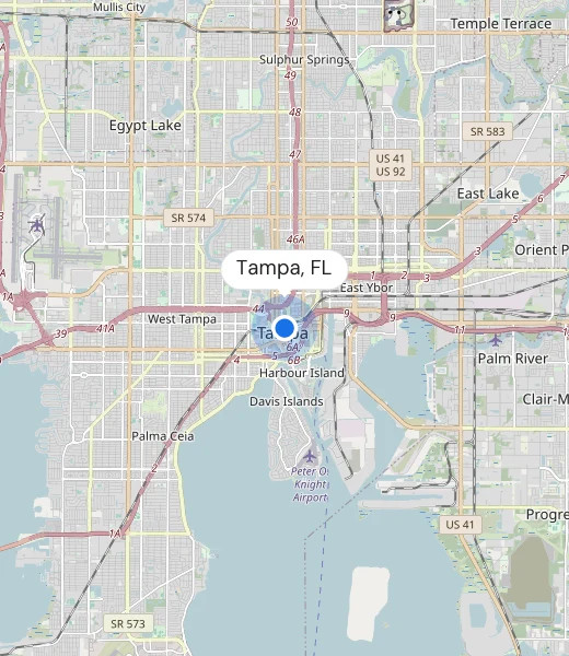 Map of Tampa, FL