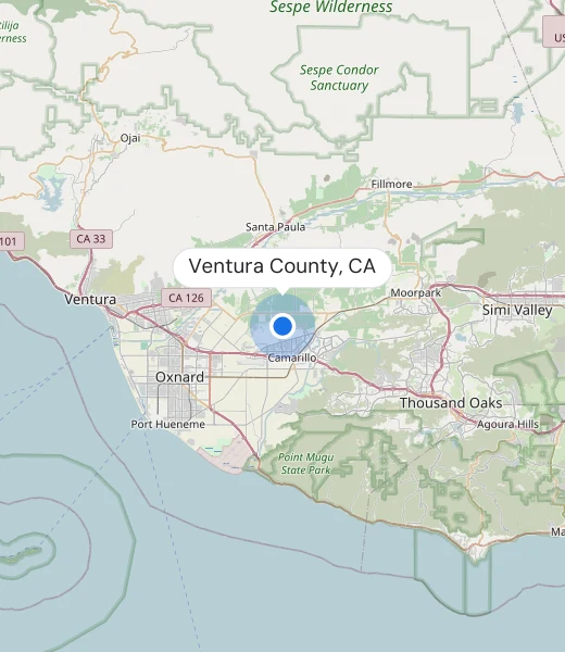 Map of Ventura County, CA