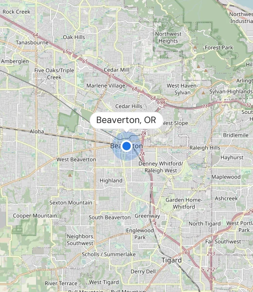 Map of Beaverton, OR