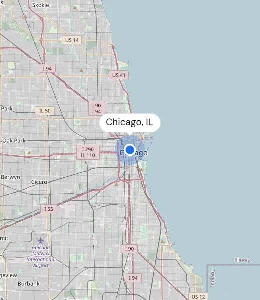 Map of Chicago, IL