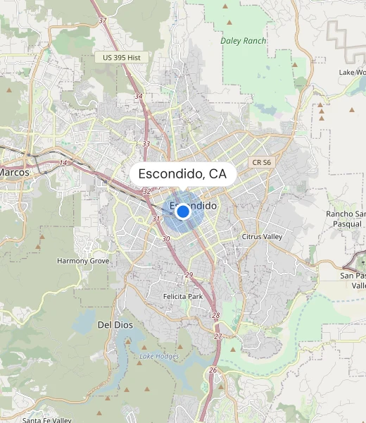 Map of Escondido, CA
