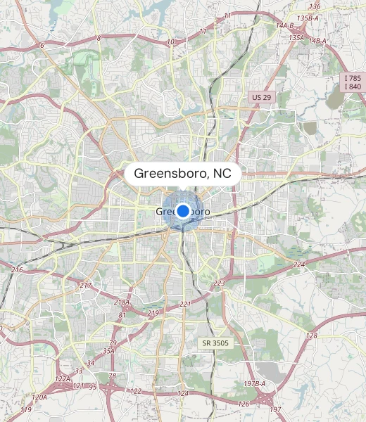 Map of Greensboro, NC