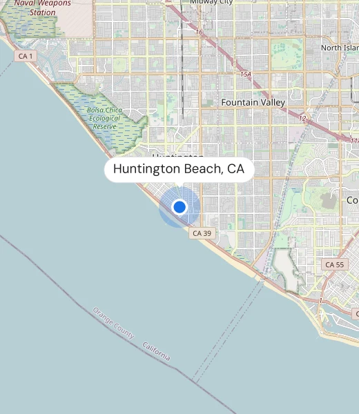 Map of Huntington Beach, CA
