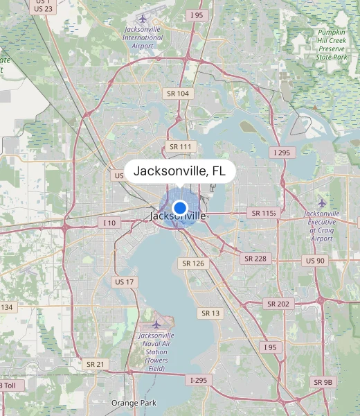 Map of Jacksonville, FL