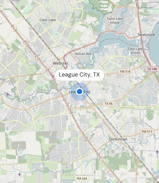Map of League City, TX