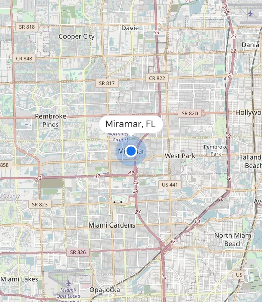 Map of Miramar, FL