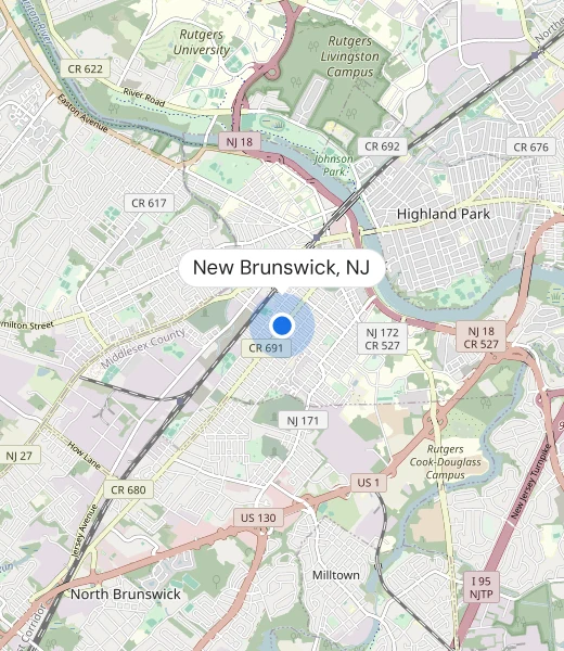 Map of New Brunswick, NJ