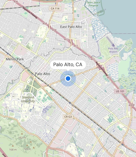 Map of Palo Alto, CA