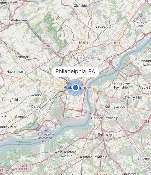 Map of Philadelphia, PA