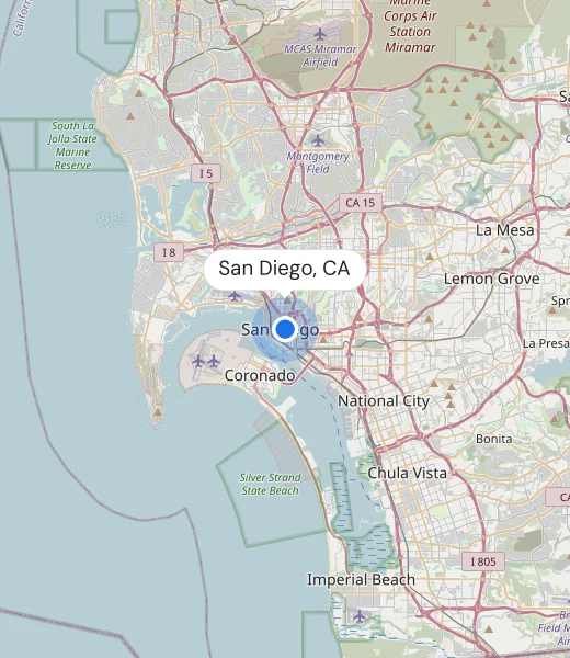 Map of San Diego, CA