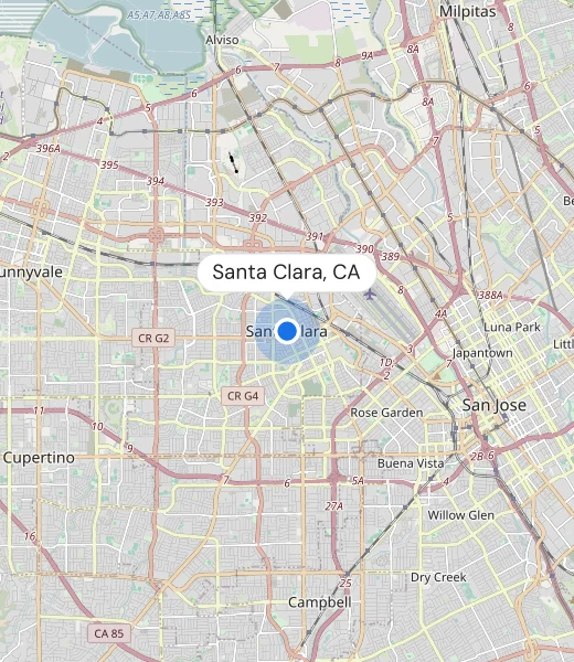 Map of Santa Clara, CA