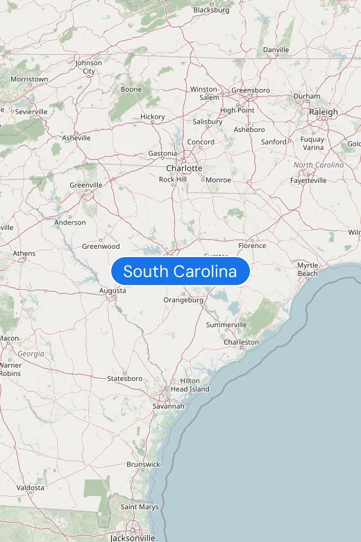 Map of South Carolina